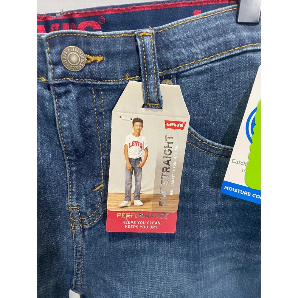 Levi's 514 Straight Fit Jeans Boys 16 Reg 28x30 Blue Performance Stretch Denim - Picture 3 of 5